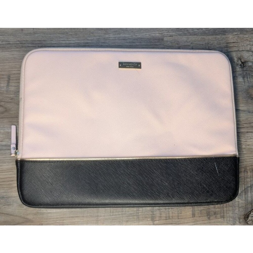 Kate Spade New York Color Block Leather Laptop Sleeve Case Pink Black
